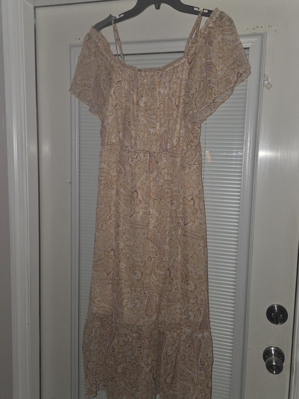 Off-Shoulder Paisley Maxi Dress